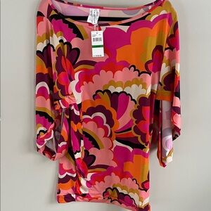 Trina turk fan Faire Tunic Swim Cover up. Size L